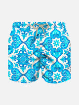 Majolica print boy's light swimshorts