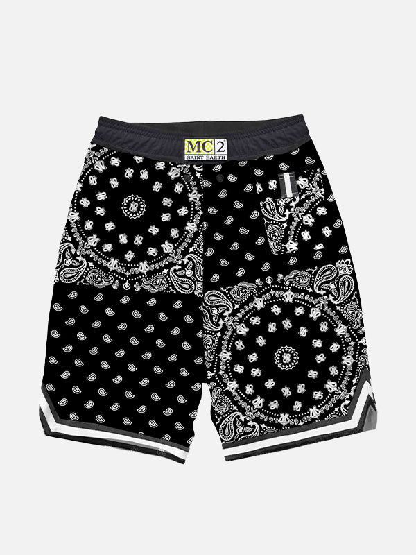 Bandanna print boy swim shorts surf style