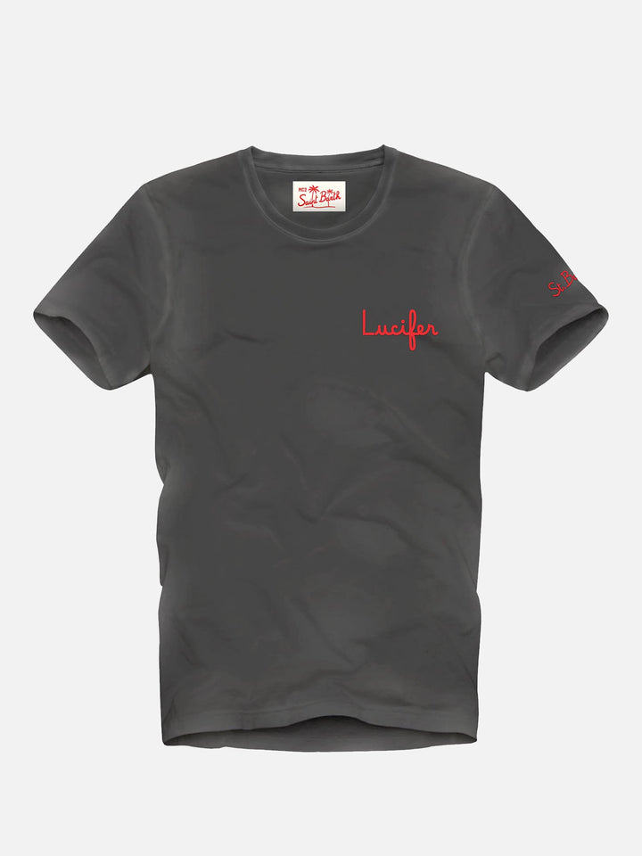 Herren-T-Shirt aus Baumwolle mit Vintage-Behandlung und Stickerei