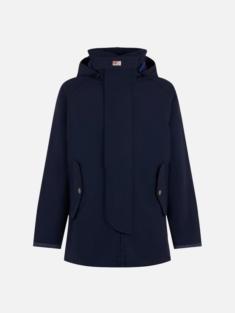 Blue navy blue hooded parka jacket Voyager