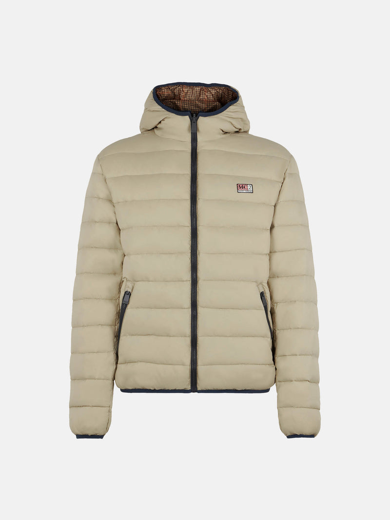 Man double face beige down jacket