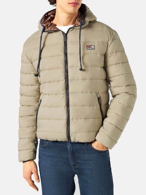 Man double face beige down jacket