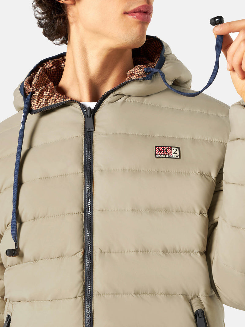 Man double face beige down jacket