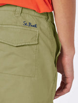 Man military green bermuda with side pockets