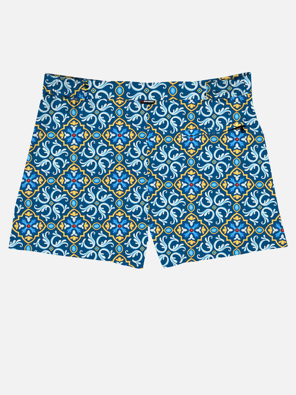 Herren-Badeshorts mit Maiolika-Print