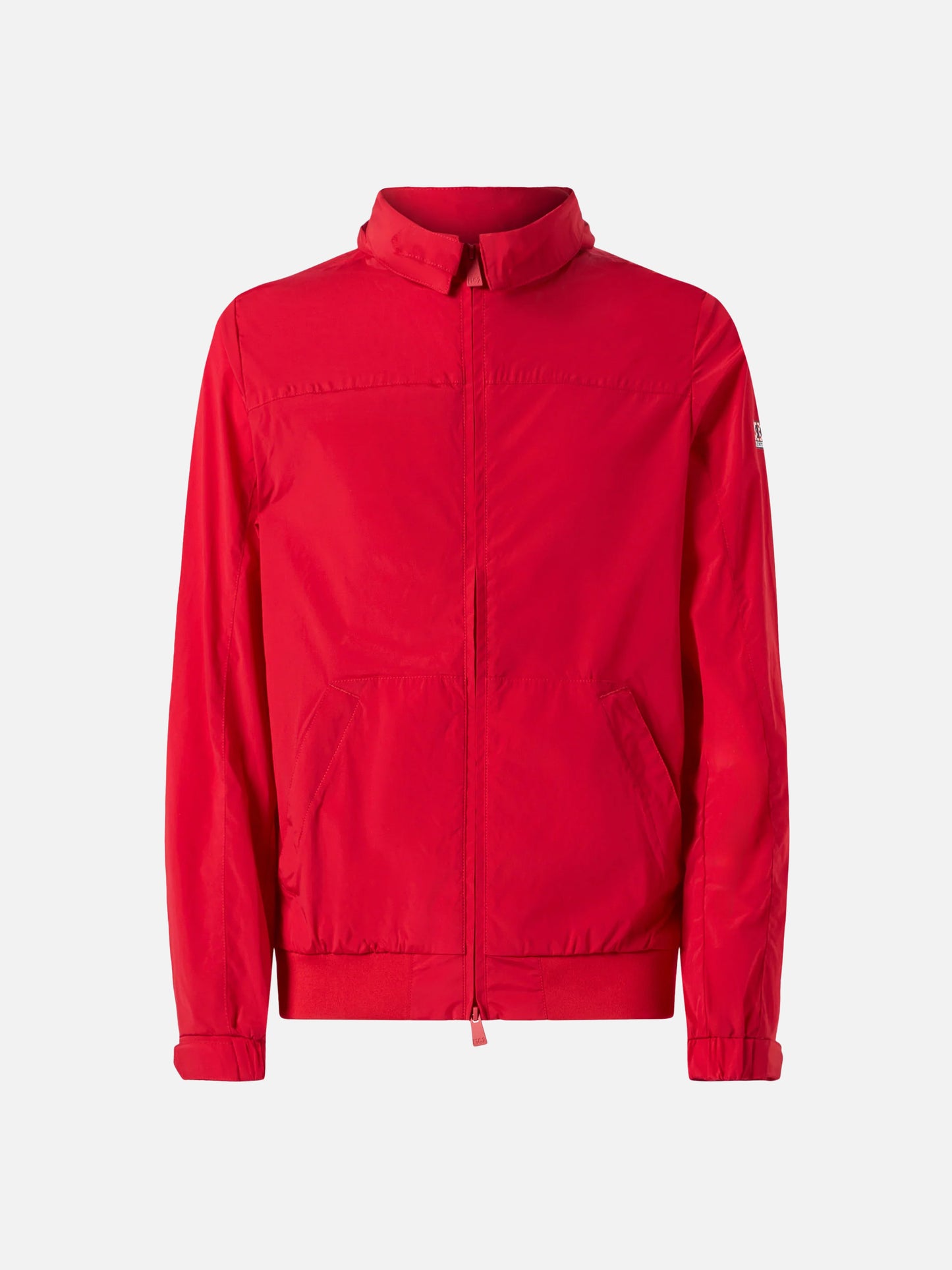Red zipped midweight windbreaker