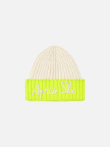 Man knit beanie with Apres ski embroidery