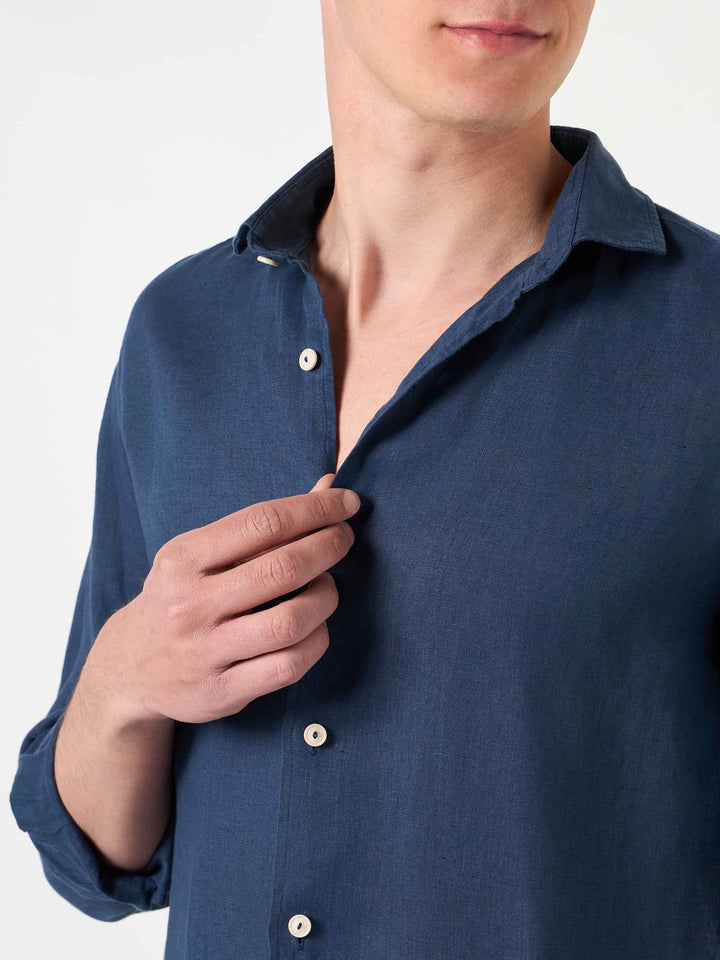 Camicia Pamplona in lino blu