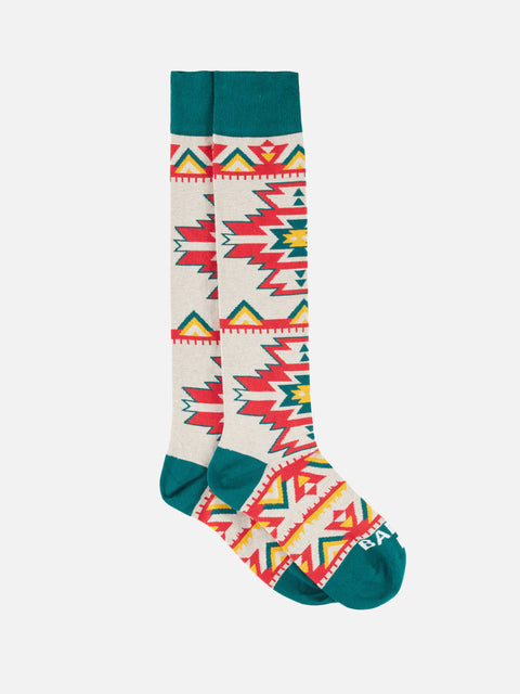 Man long socks with red and yellow ethnic pattern - MC2 Saint Barth
