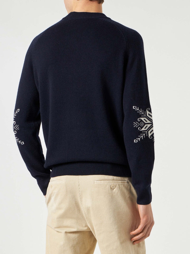 Man half-turtleneck sweater with Alpine jacquard print