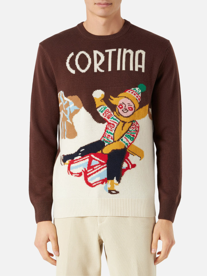 Maglione da uomo con stampa cartoline Cortina