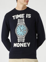 Maglia da uomo con ricamo Time is money