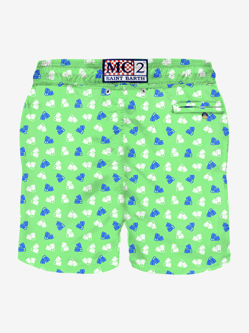 Badeshorts für Herren mit Flossen-Mikrodruck