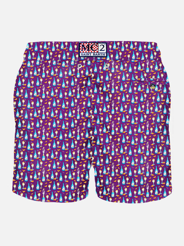 Man light fabric swim shorts with Aperol Spritz print | APEROL SPECIAL EDITION