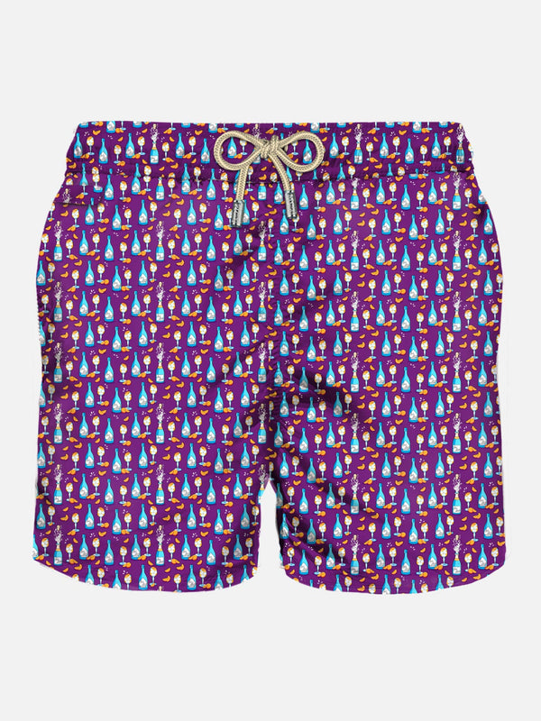 Man light fabric swim shorts with Aperol Spritz print | APEROL SPECIAL EDITION