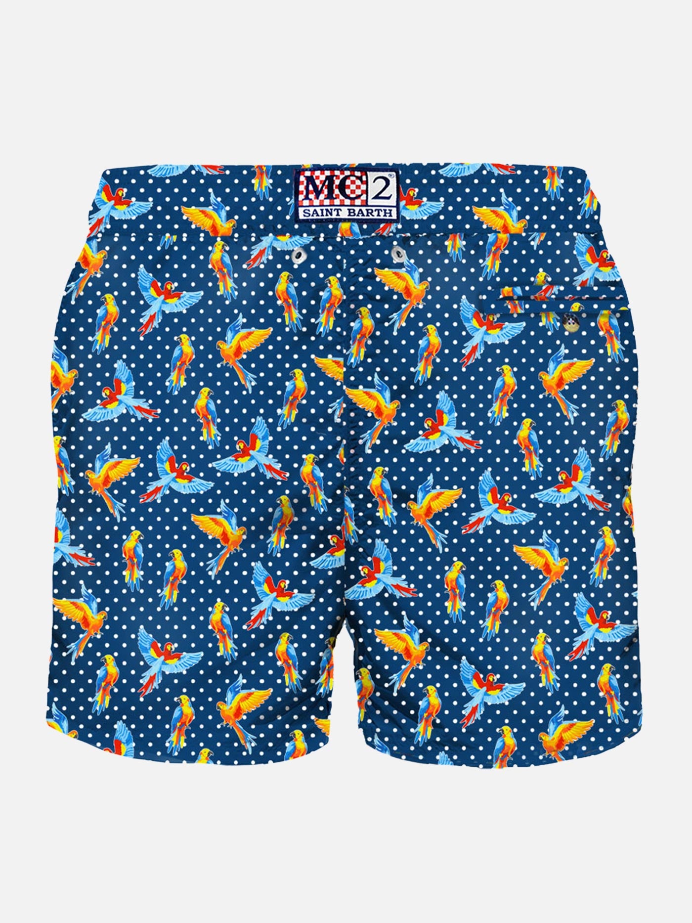 Herren-Badeshorts aus leichtem Stoff mit tropischem Birdies-Print