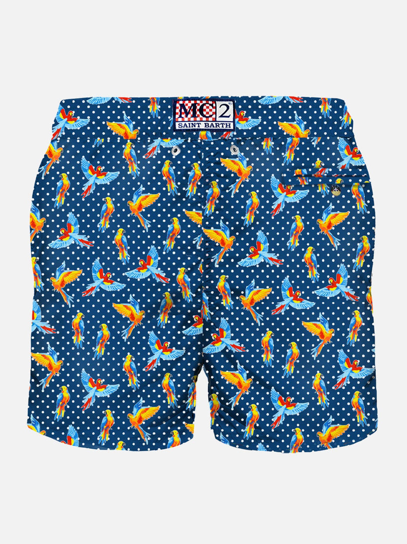 Herren-Badeshorts aus leichtem Stoff mit tropischem Birdies-Print