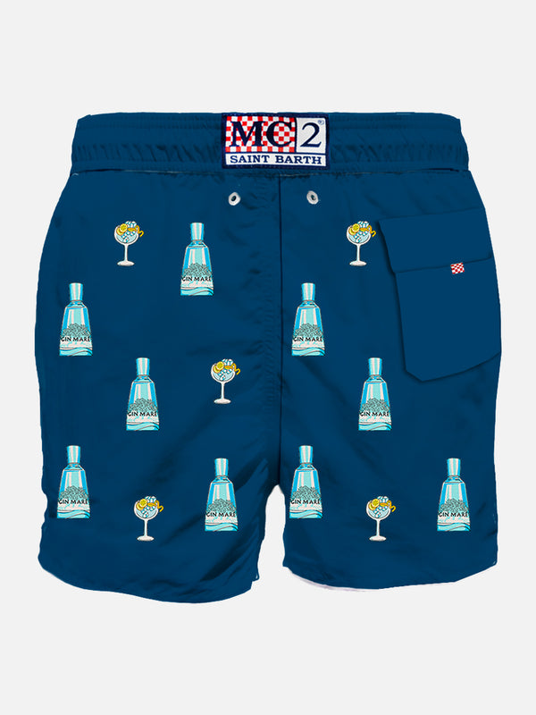 Blaue klassische Badeshorts für Herren mit Gin Mare-Aufdruck | GIN MARE SPECIAL EDITION