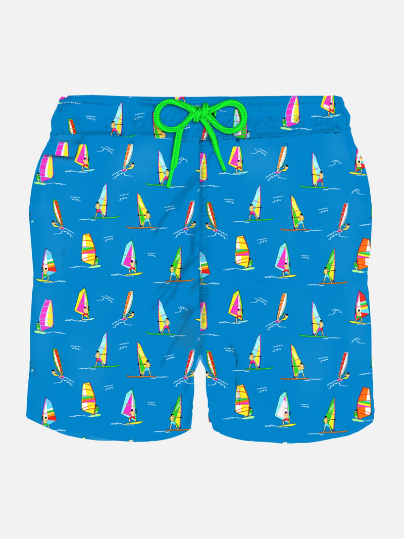 Herren-Badeshorts aus leichtem Stoff mit Windsurf-Print