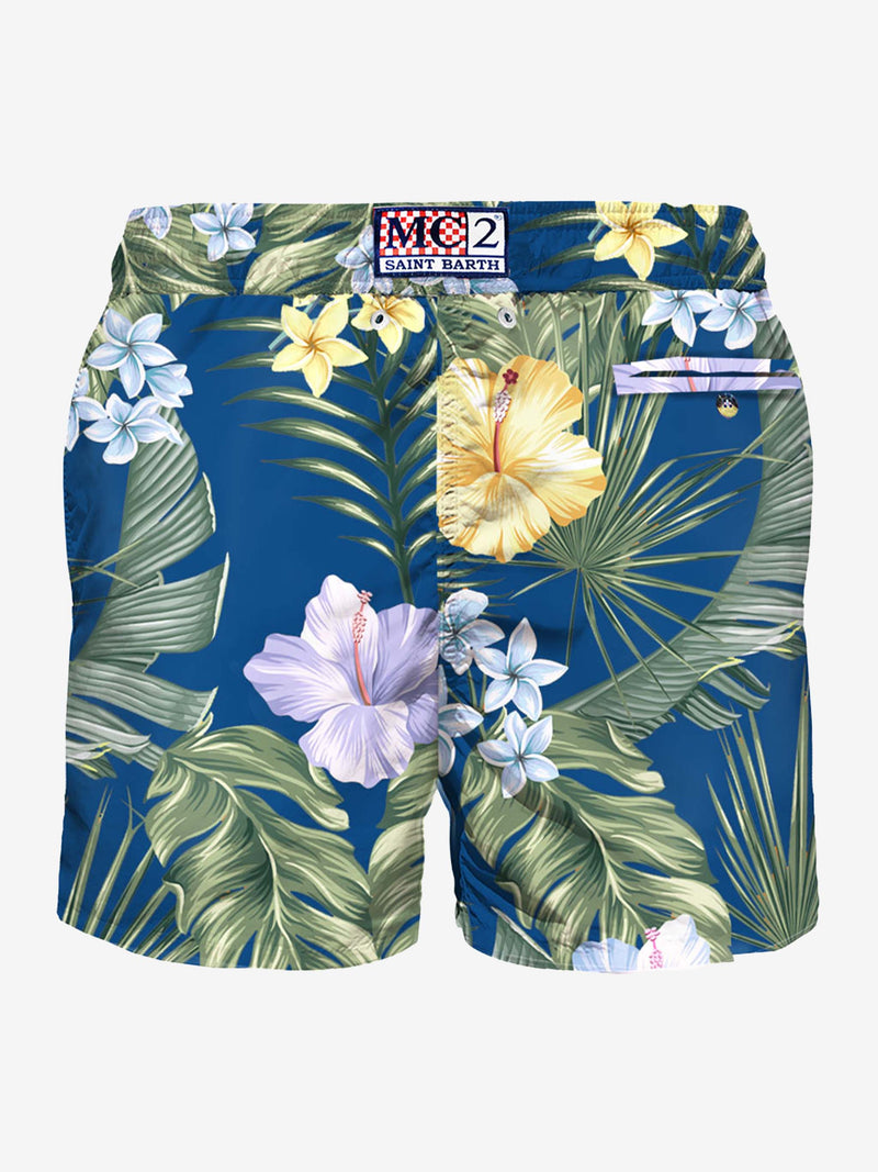 Light fabric man swim shorts tropical print