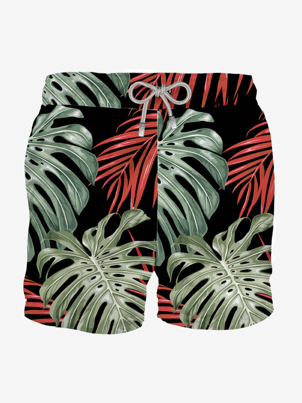 Man classic swim shorts with tropical print