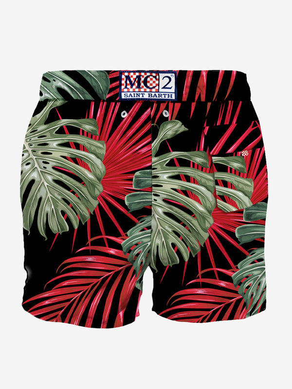 Man classic swim shorts with tropical print