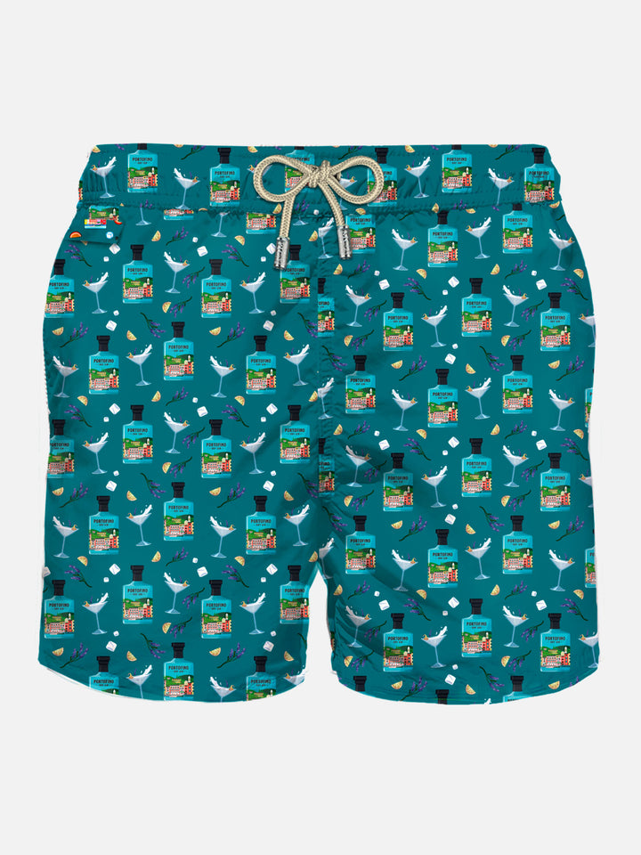 Herren-Badeshorts aus leichtem Stoff mit Portofino-Gin-Print | PORTOFINO DRY GIN SONDEREDITION