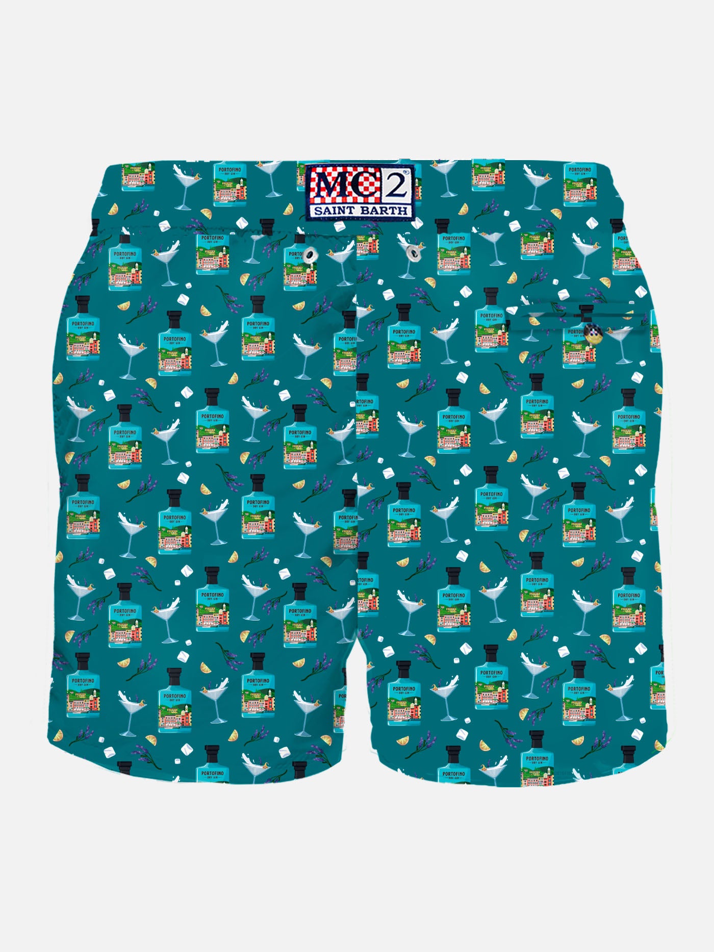 Herren-Badeshorts aus leichtem Stoff mit Portofino-Gin-Print | PORTOFINO DRY GIN SONDEREDITION