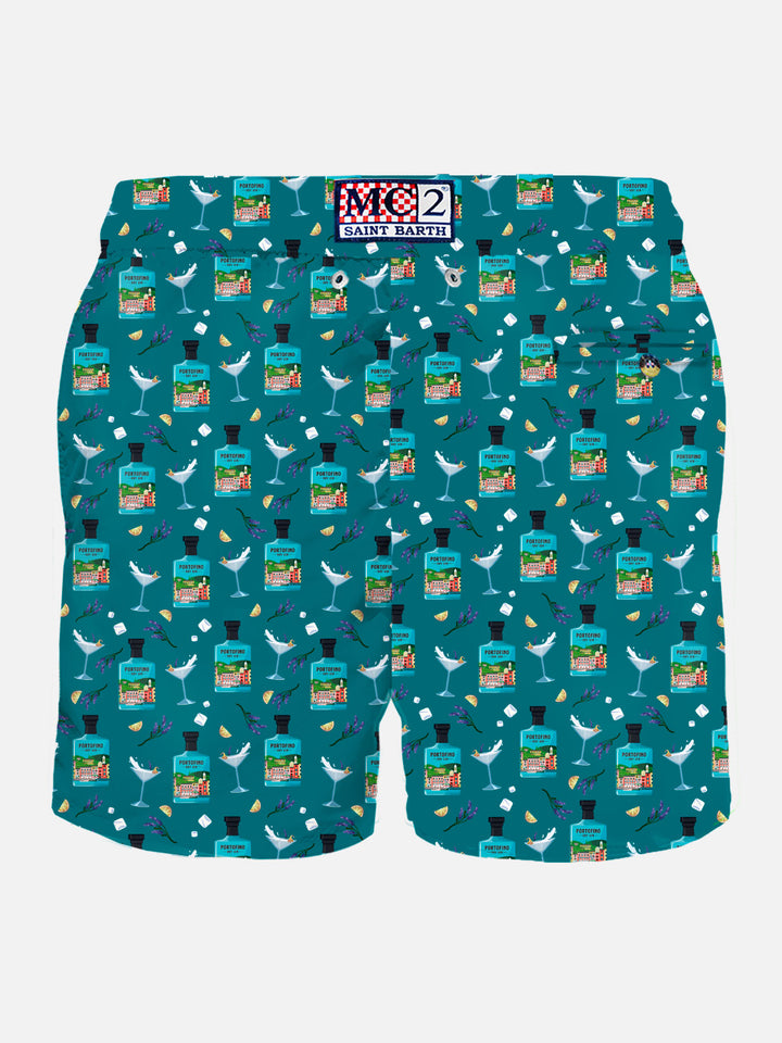 Herren-Badeshorts aus leichtem Stoff mit Portofino-Gin-Print | PORTOFINO DRY GIN SONDEREDITION
