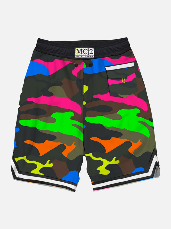 Costume da bagno mimetico fluo multicolor stile surf