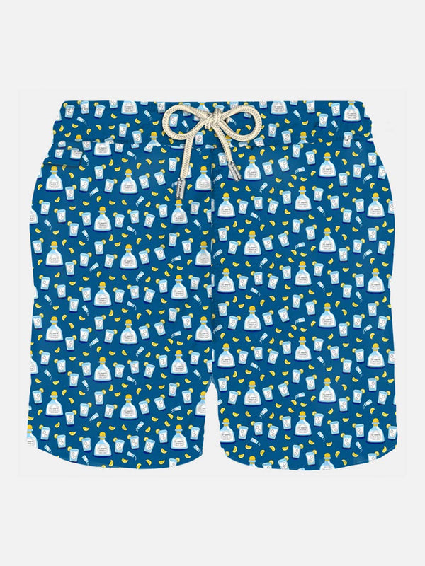 Man light fabric swim shorts with tequila print