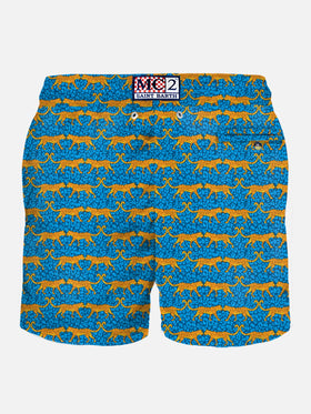 Man light fabric swim shorts with wild cat print - MC2 Saint Barth