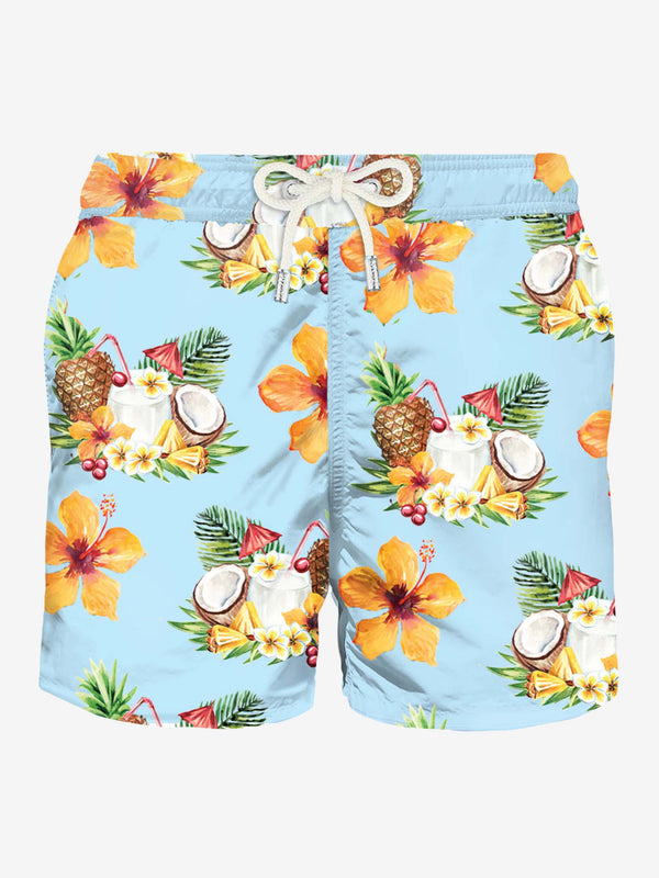 Costume da bagno da uomo in tessuto leggero stampa cocco e ananas