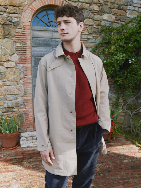 Trench in tessuto elasticizzato beige Elbert con bordino