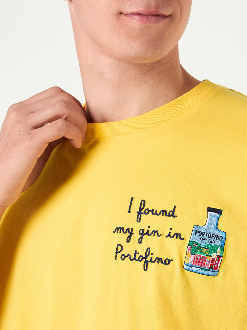 T-shirt da uomo in cotone con ricamo I found my gin in Portofino | PORTOFINO DRY GIN EDIZIONE SPECIALE