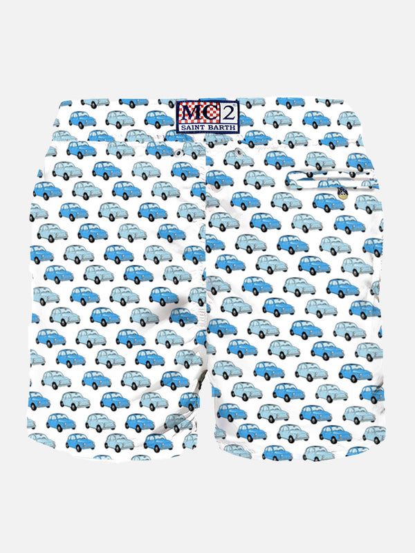 Man light fabric swim shorts with Fiat 500 car print | FIAT© 500 Special Edition