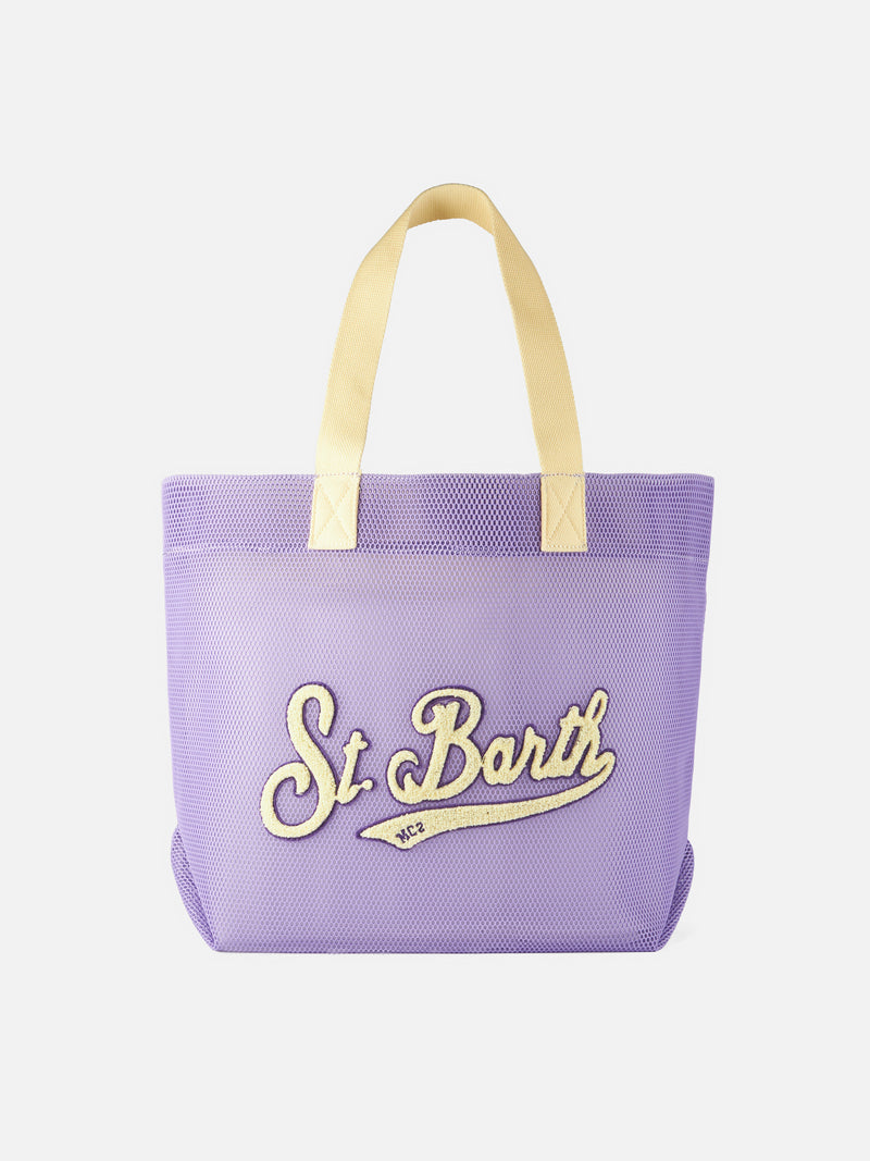 Borsa shopper in rete viola con toppa in spugna | MELISSA SATTA SPECIAL EDITION