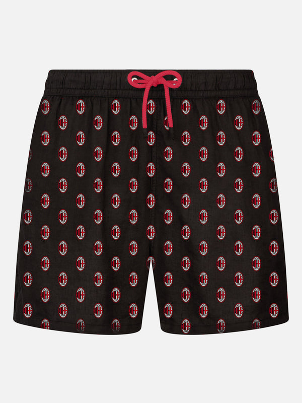 Man light fabric swim shorts with Milan print | MILAN SPECIAL EDITION