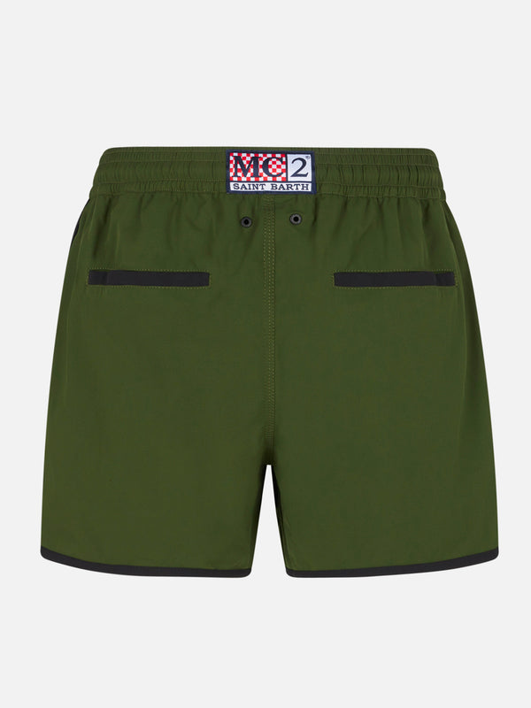 Herren-Badeshorts mit seitlichem Logo und Kontrast