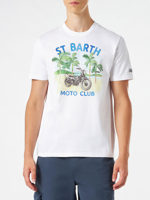 Man cotton t-shirt with motorcycle print