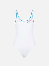 One piece swimsuit with Mykonos embroidery