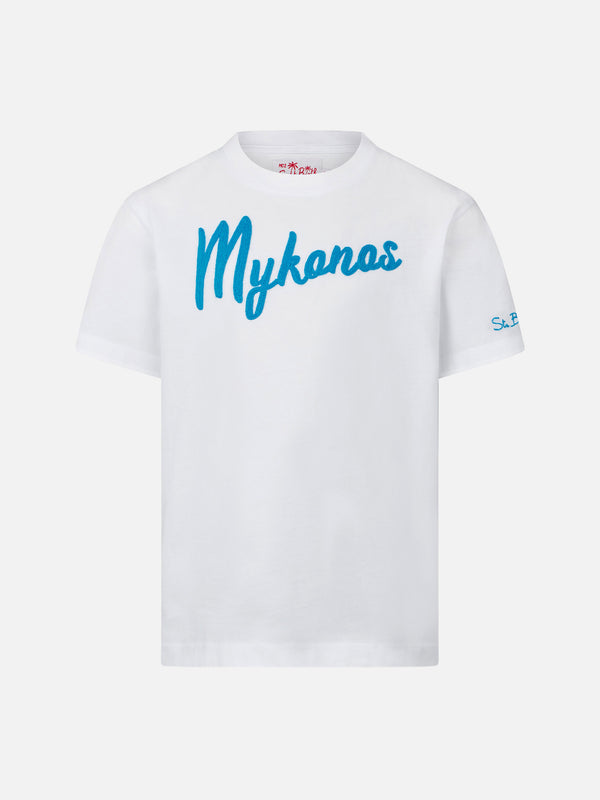 T-shirt da bambino con ricamo Mykonos