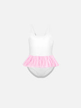 Costume intero da bambina con volant in tulle