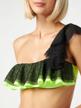 Woman one shoulder ruffled bandeau