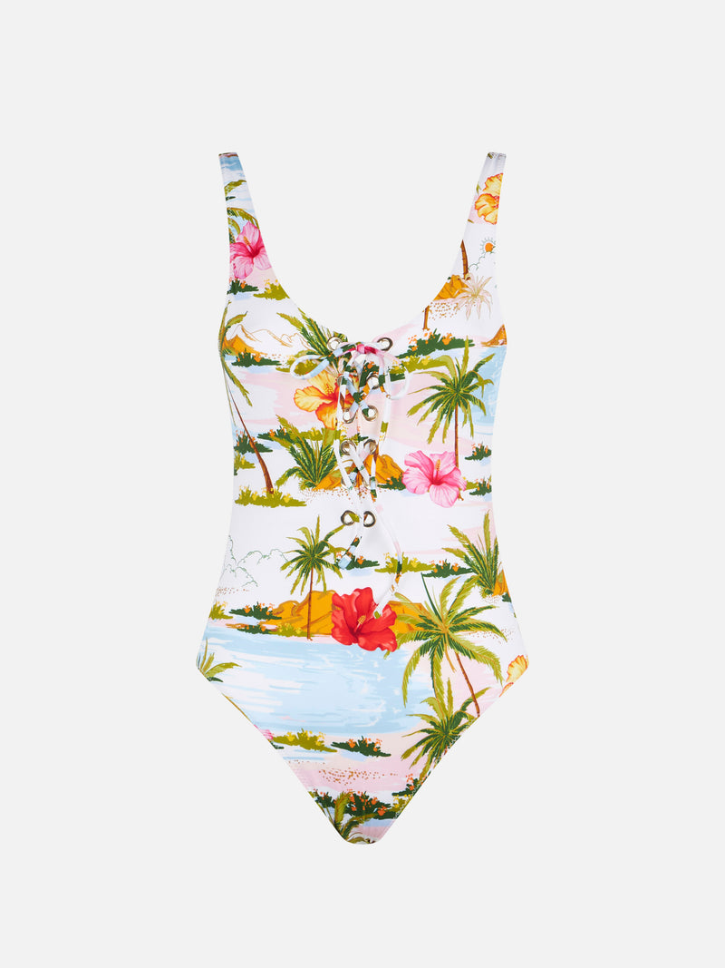 Costume intero da donna con stampa tropicale