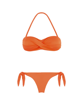 Orange Draped Bandeau Bikini