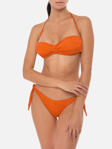 Orange drapierter Bandeau-Bikini