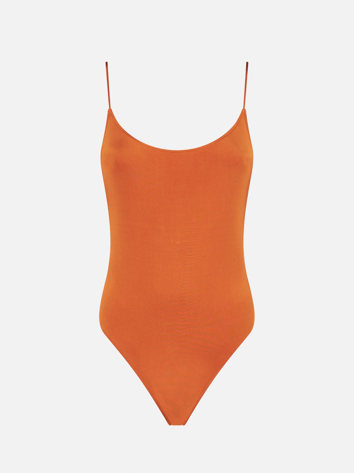Shiny orange one piece swimsuit