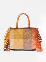 Colette handbag with multicolor check and fringes