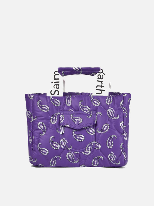 Borsa a mano imbottita con stampa paisley